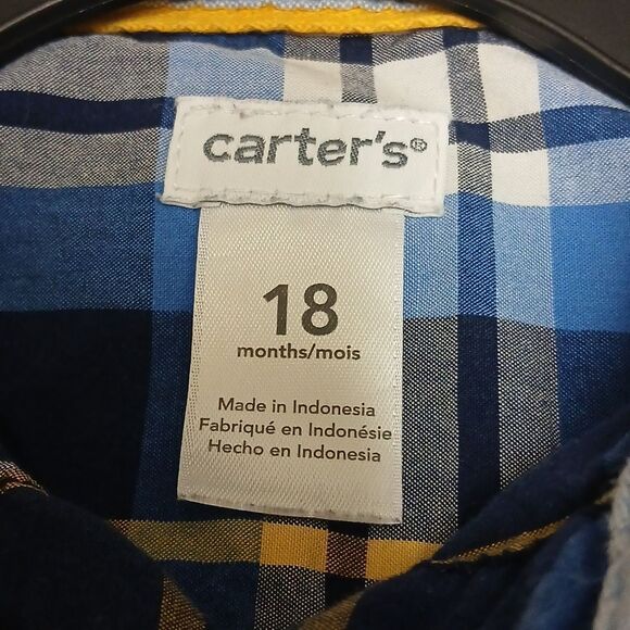 Kids Plaid and Solid Dress Shirts Set Bundle Of 3, Chaps, Carters bt Kid 18M - Picture 13 of 15